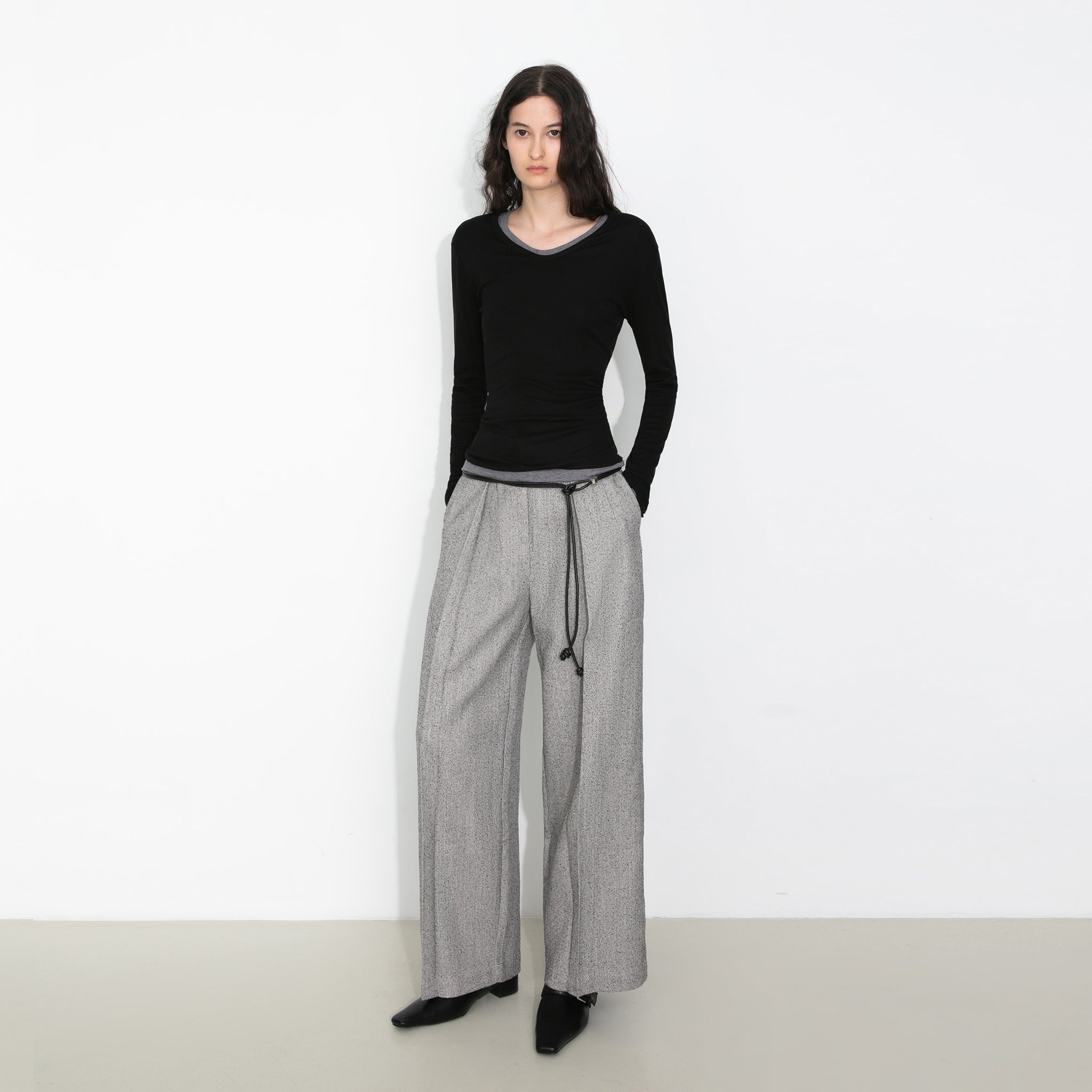 Draped Pleated Wide-Leg Pants-9
