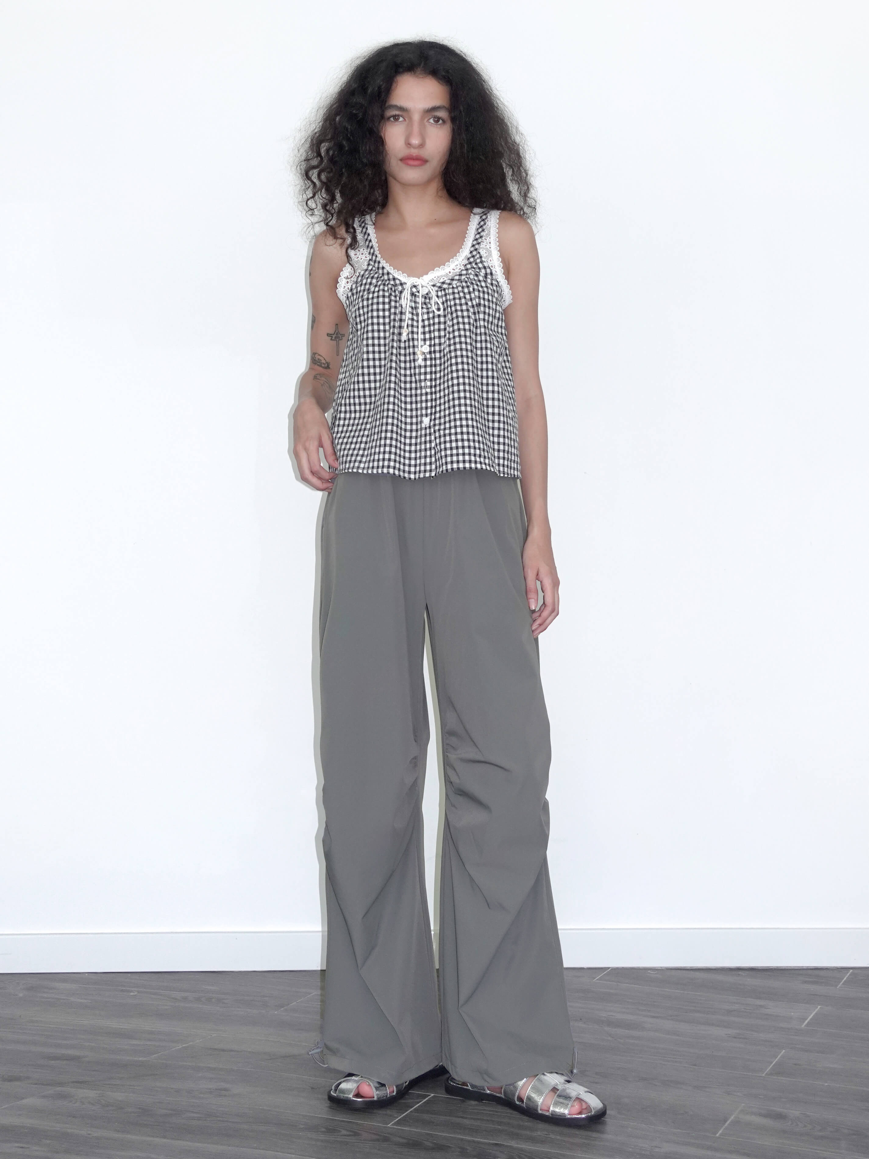 Loose Parachute Trousers with Elastic Waist-10