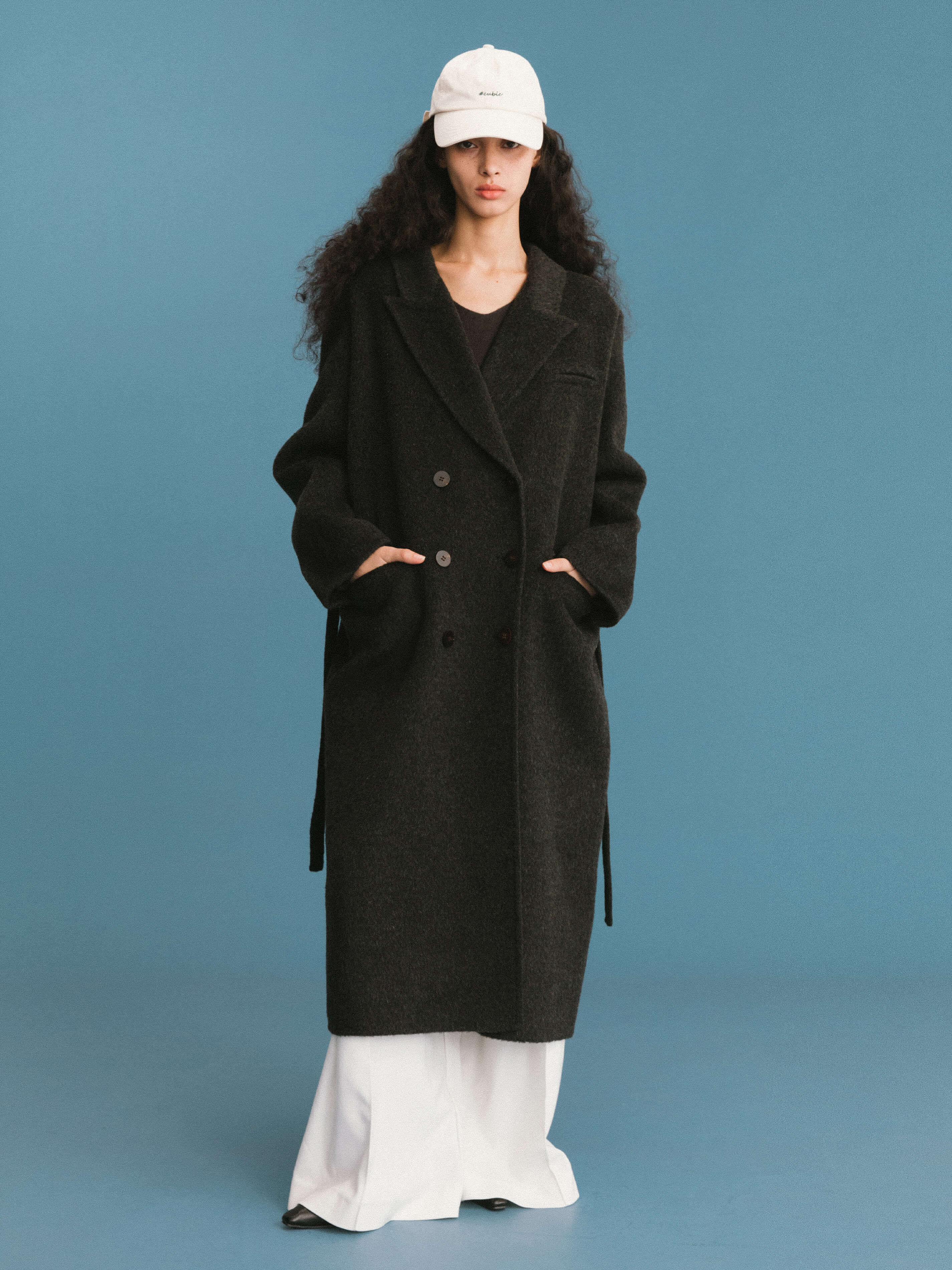 ONE BY CUBIC Straight Wool Blend Long Coat-10