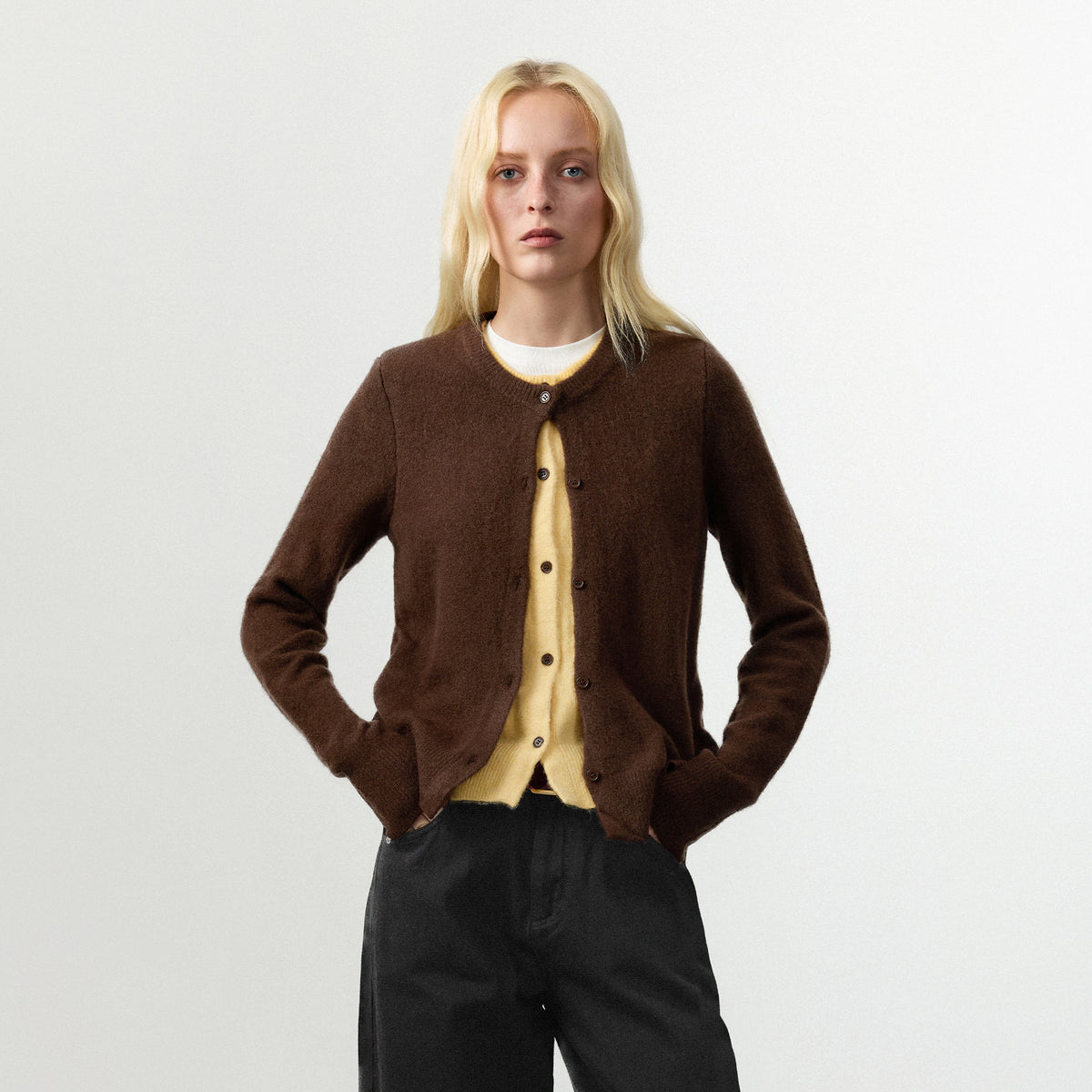 Crewneck Knit Button-Up Cardigan-9