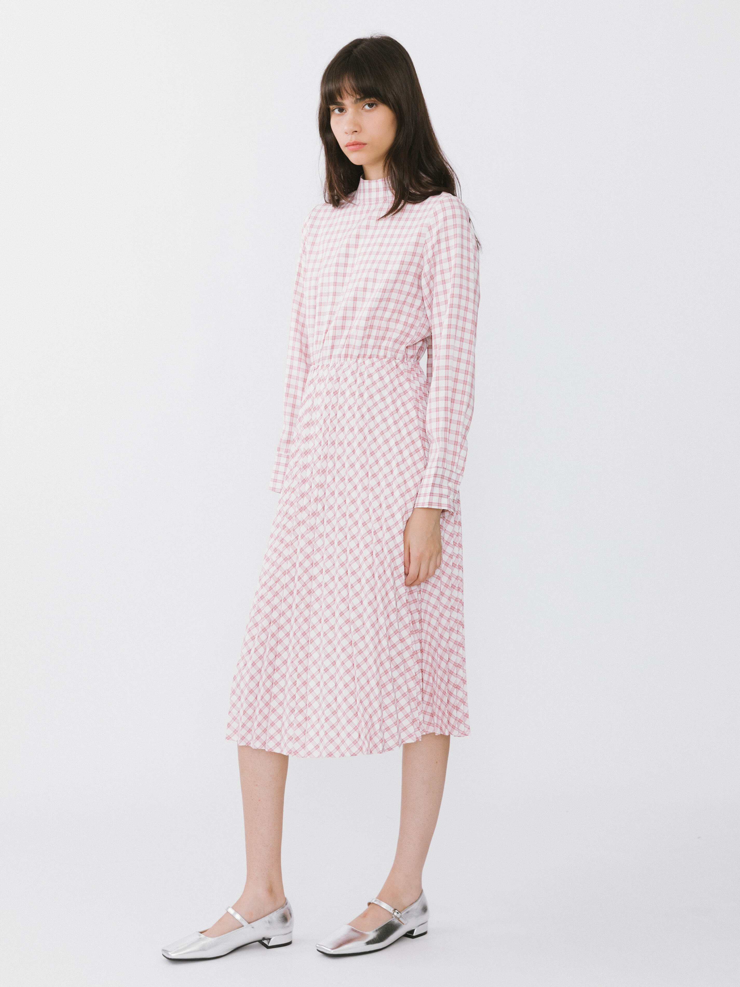 Tartan Neck Tie A-line Dress-10