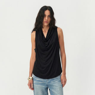 CUBIC Acetate Solid Cowl Neck Sleeveless Top