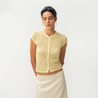 CUBIC Viscose Blend Short-Sleeve Sheer Cardigan