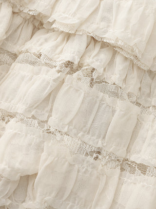 Lace Tiered Mini Skirt with Elastic Waist