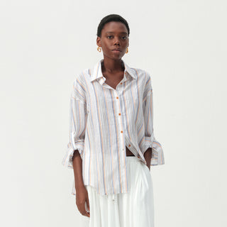 CUBIC Cotton-Blend Striped Oversized Shirt