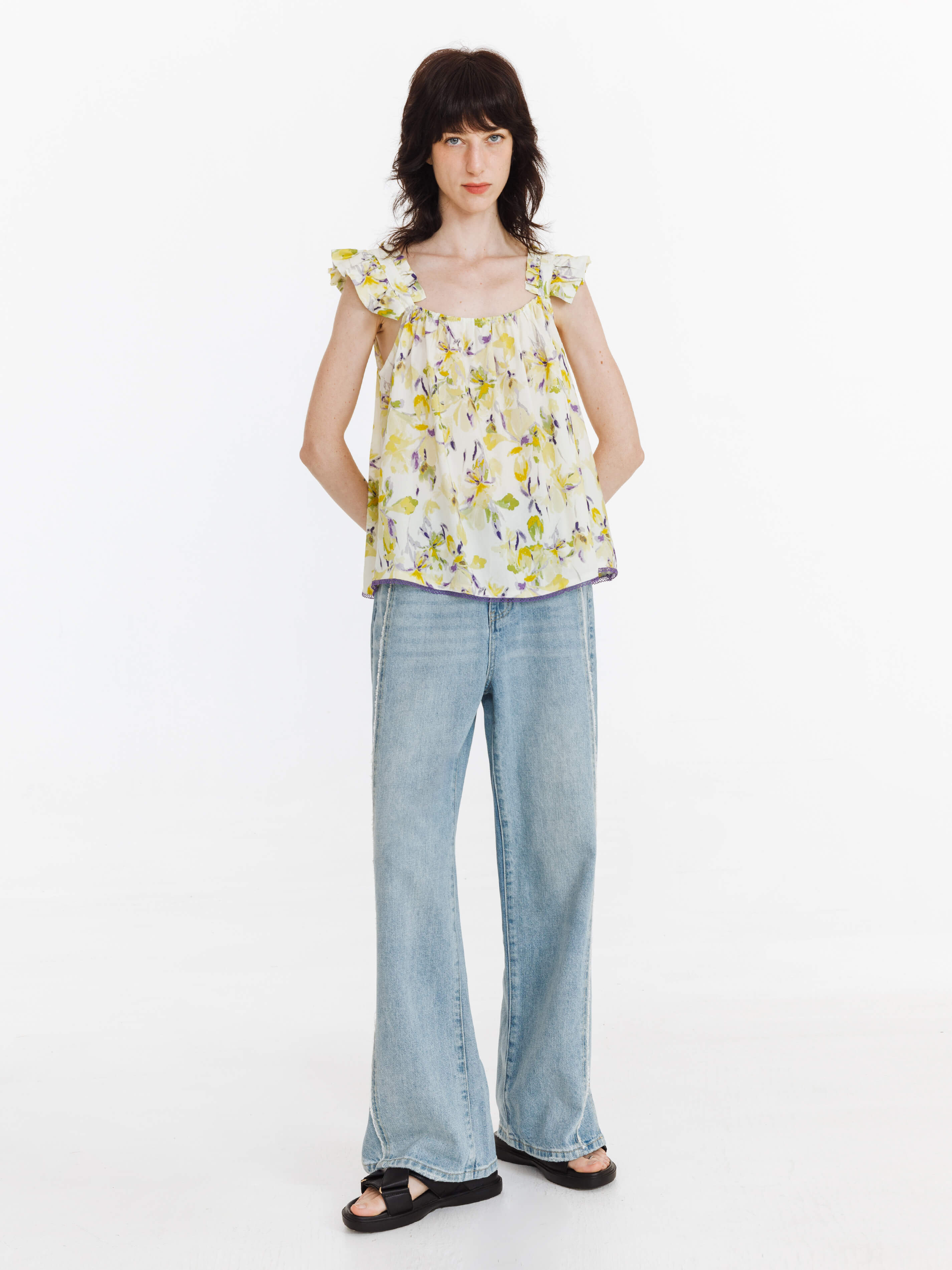 Fray Panelled Wide Leg Jeans-10