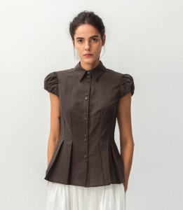 CUBIC Lyocell Blend Peplum Blouse-4