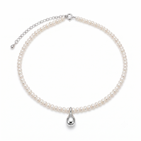Tiny Pearl Bead Silver Necklace