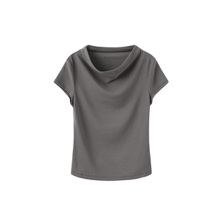 C by CUBIC Draped Neck Short-Sleeve T-Shirt
