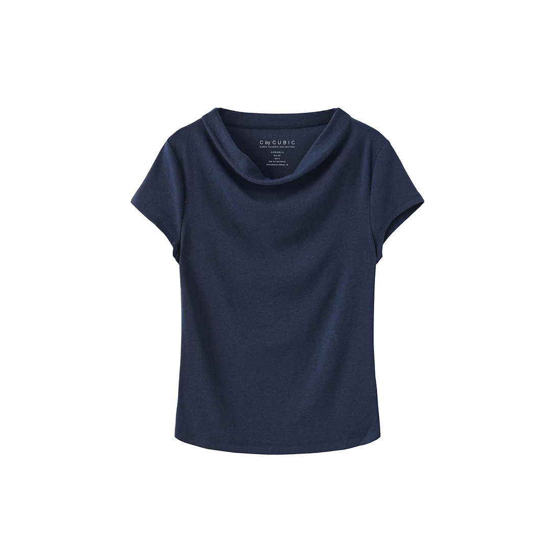 C by CUBIC Draped Neck Short-Sleeve T-Shirt-14