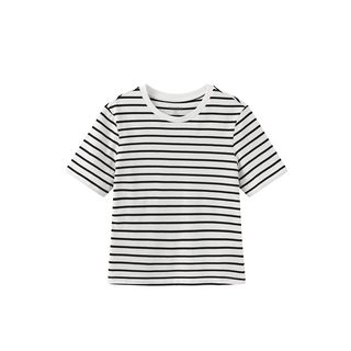 C by CUBIC Striped Basic Cotton T-Shirt