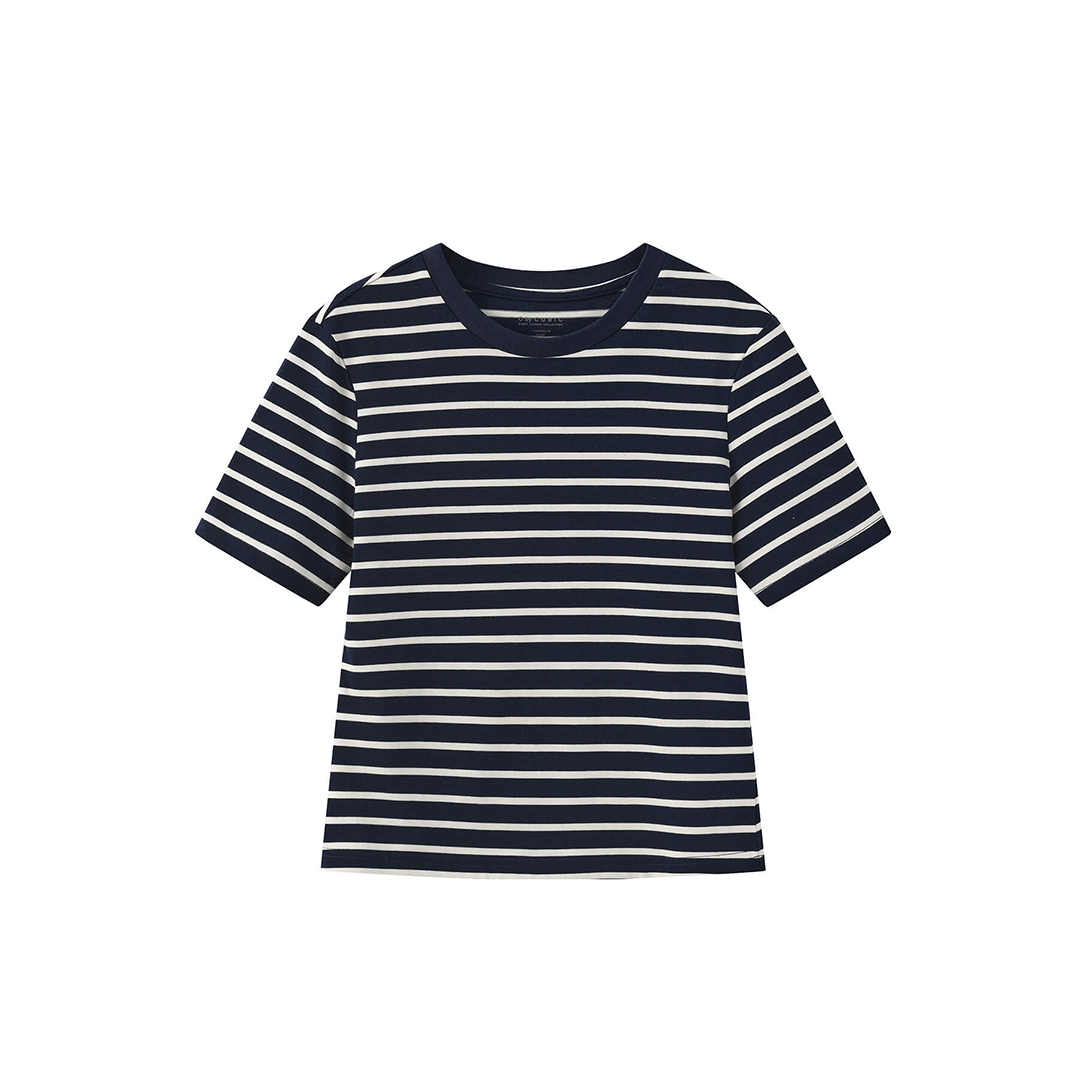 C by CUBIC Striped Basic Cotton T-Shirt-13