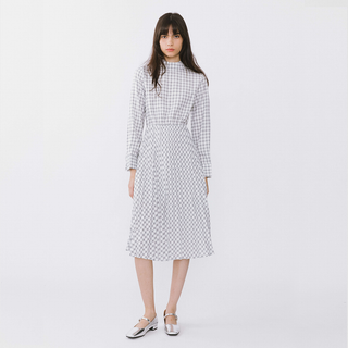 Tartan Neck Tie A-line Dress