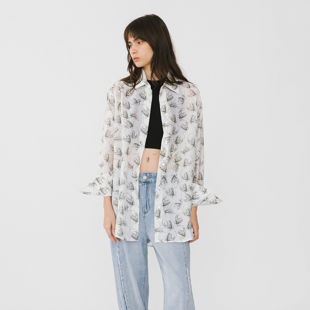 Loose Printed Sheer Shirt-10