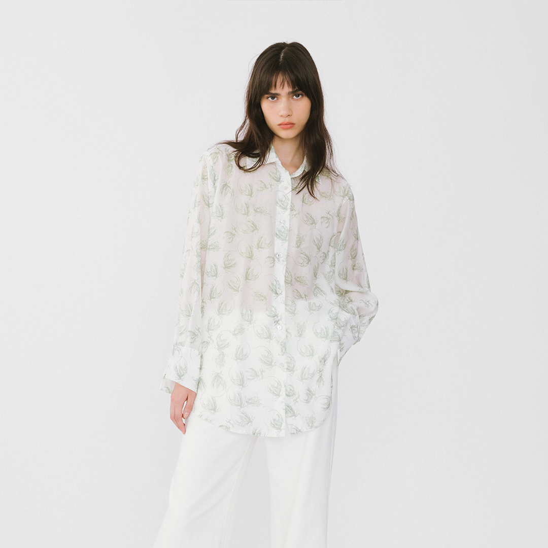 Loose Printed Sheer Shirt-9