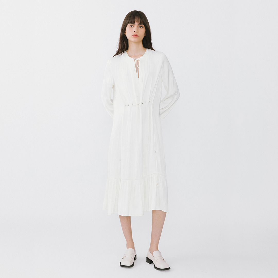 Tiered Long Sleeve A-line Dress-3