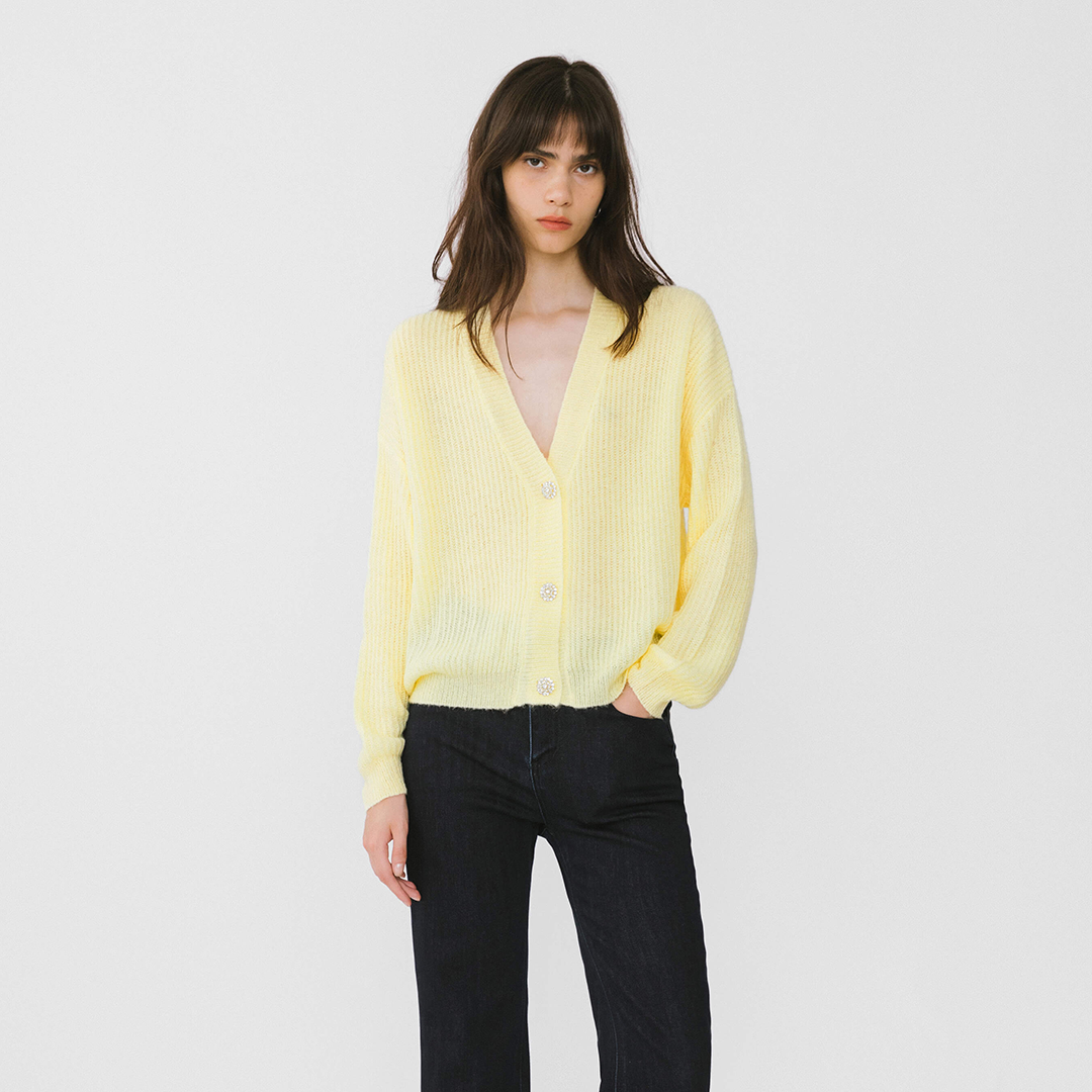 Casual V-Neck Ribbed Knit Cardigan with Wool Blend-31