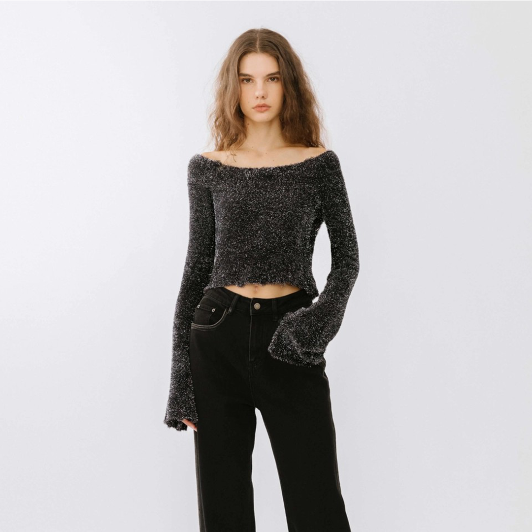 Off-Shoulder Long Sleeve Knit Crop Top-17