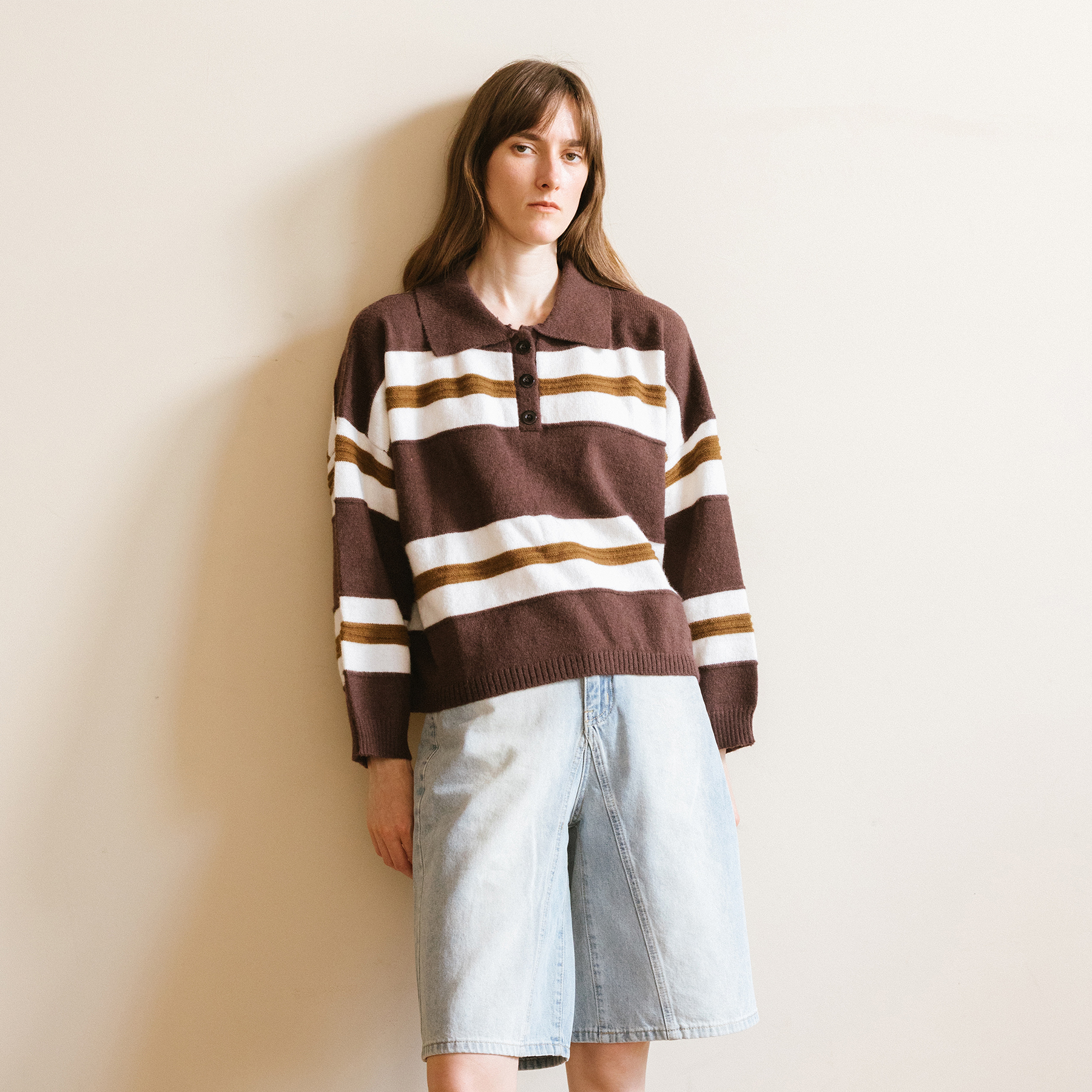 Oversized Contrast Striped Sweater-7