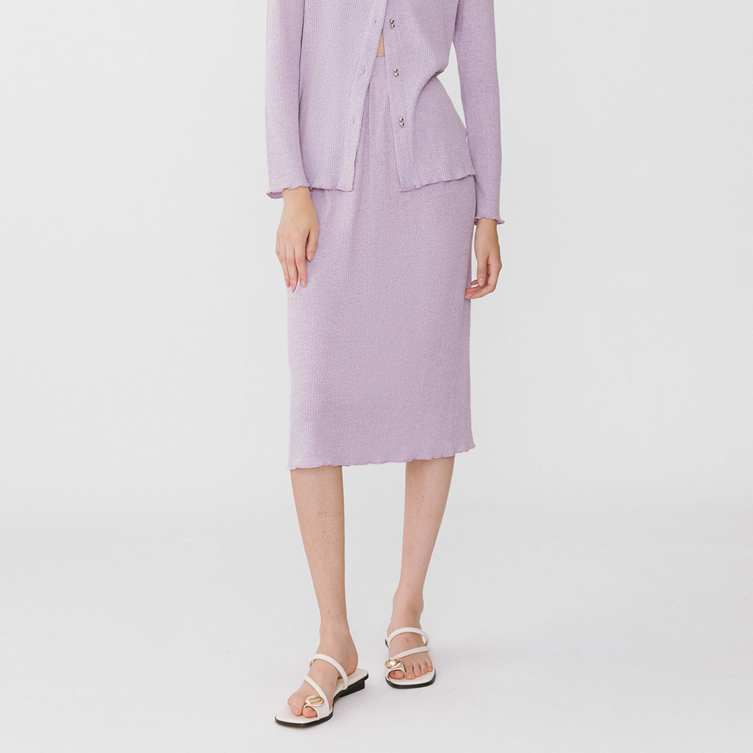 A-line Ribbed Knit Midi Skirt-3