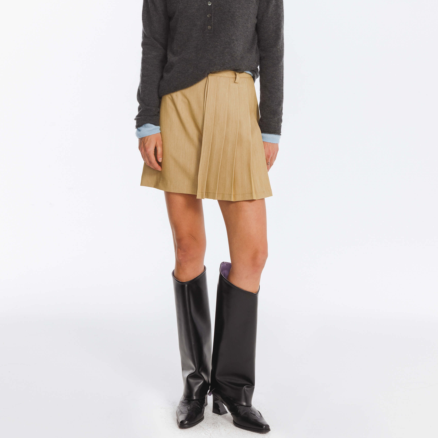Irregular Pleated A-line Skirt-7