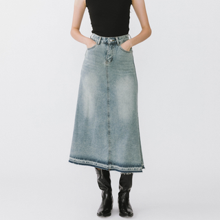A-line Denim Maxi Skirt