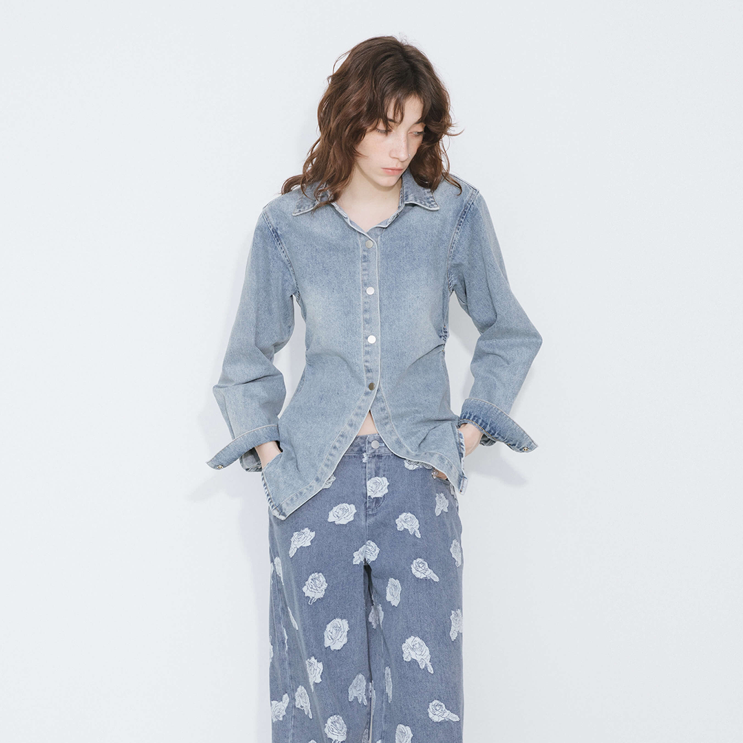 Blue Denim 100% Cotton Long Shirt-7