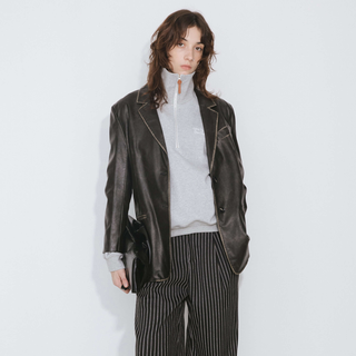 Black Faux Leather Tailored Suit
