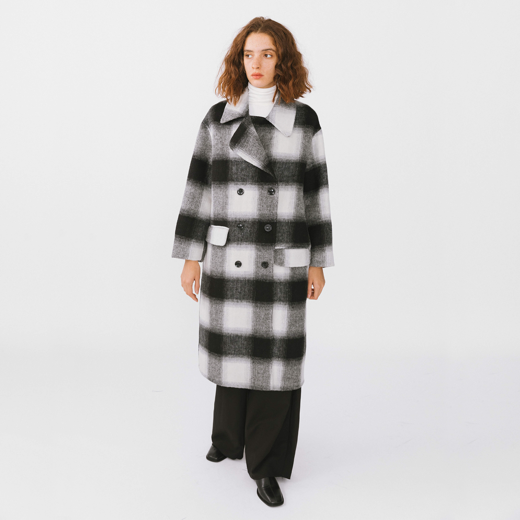 Classic Check Long Wool Coat-3