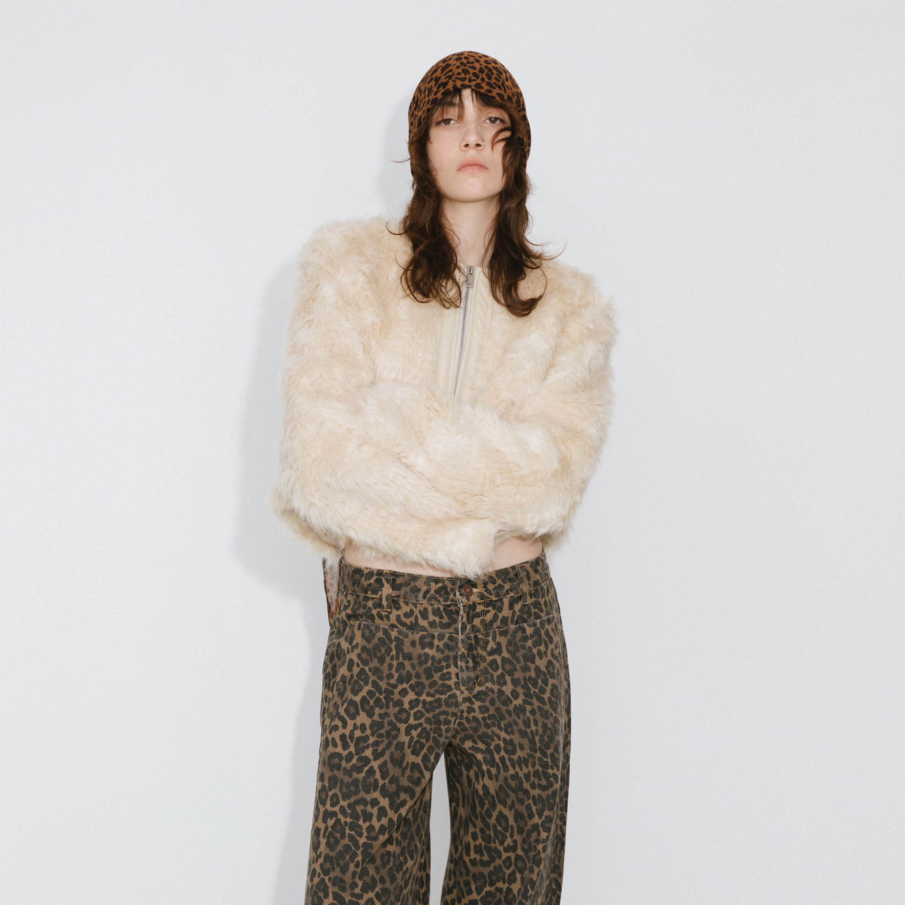 Zip Up Cropped Teddy Coat-7