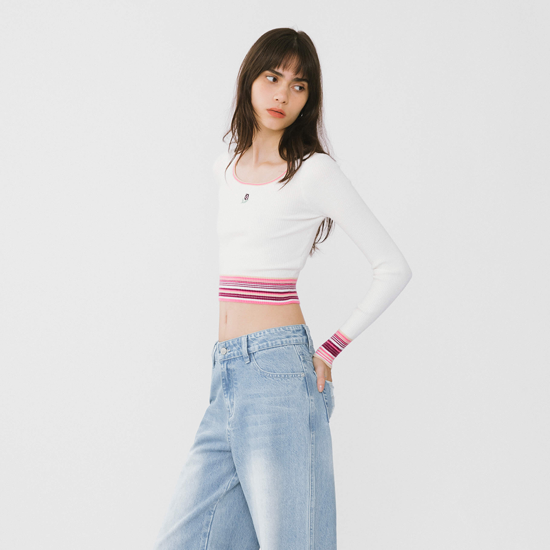 Boat Neck Long Sleeve Knit Top-6
