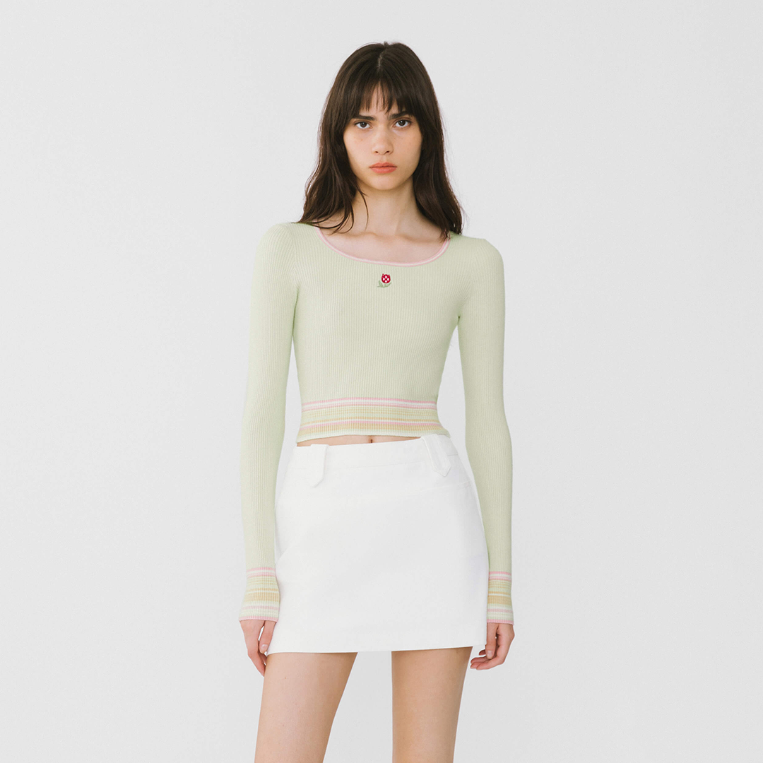 Boat Neck Long Sleeve Knit Top-12