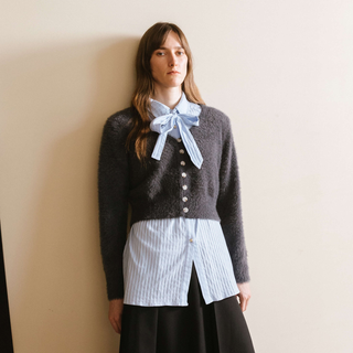 Fluffy Cropped Knit Cardigan
