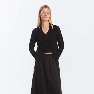 Single Button Cardigan with Wool Blend