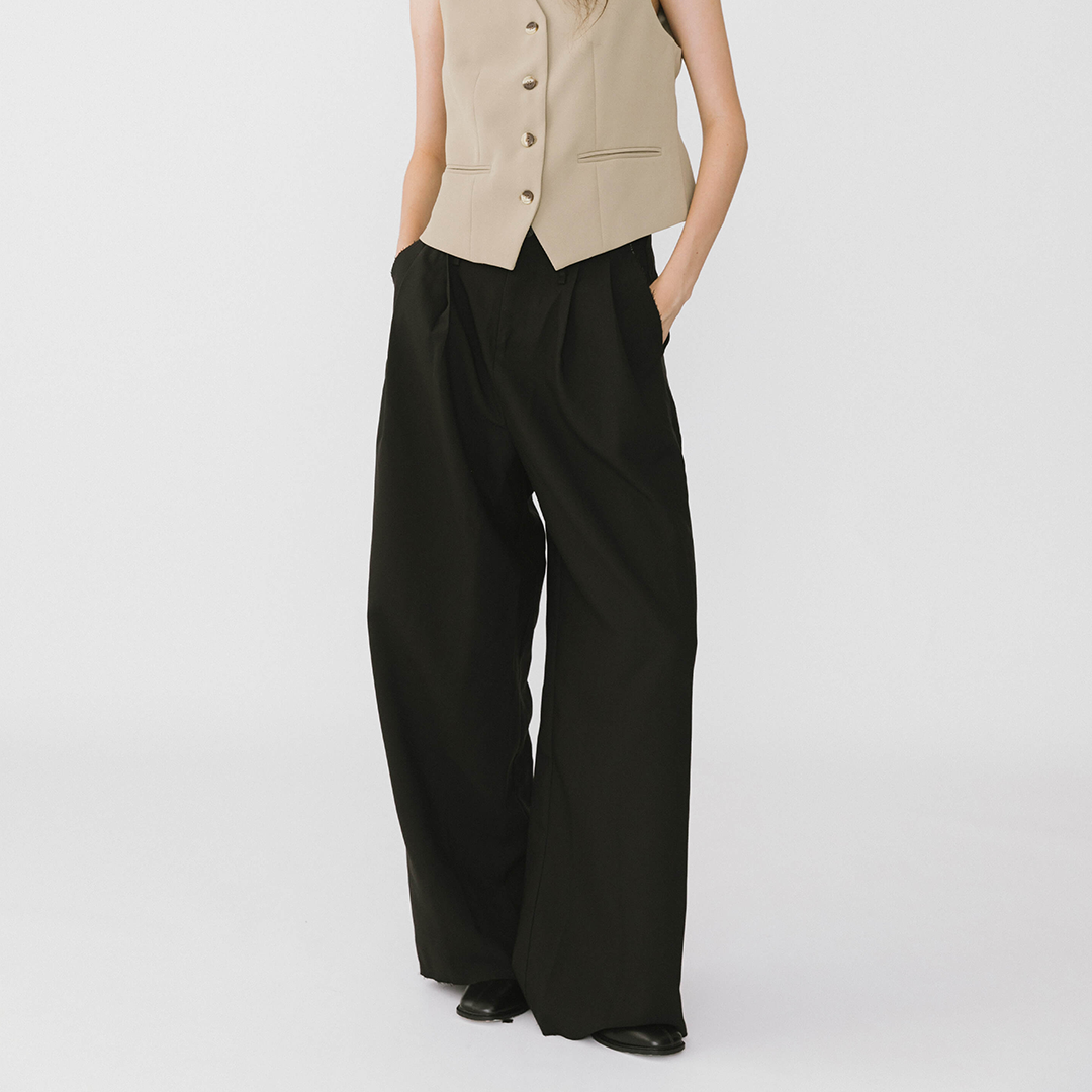 Asymmetric Waistband Tailored Trousers-14