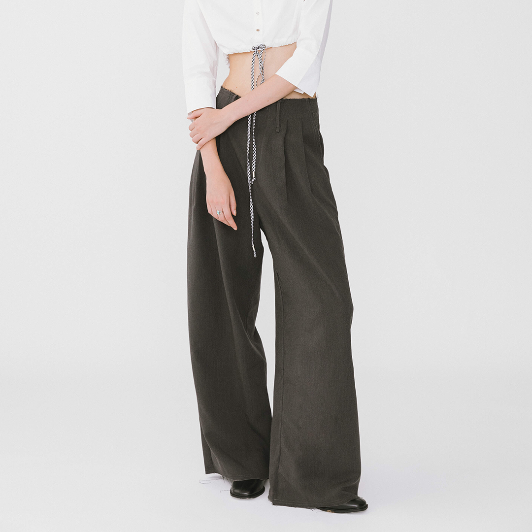 Asymmetric Waistband Tailored Trousers-7