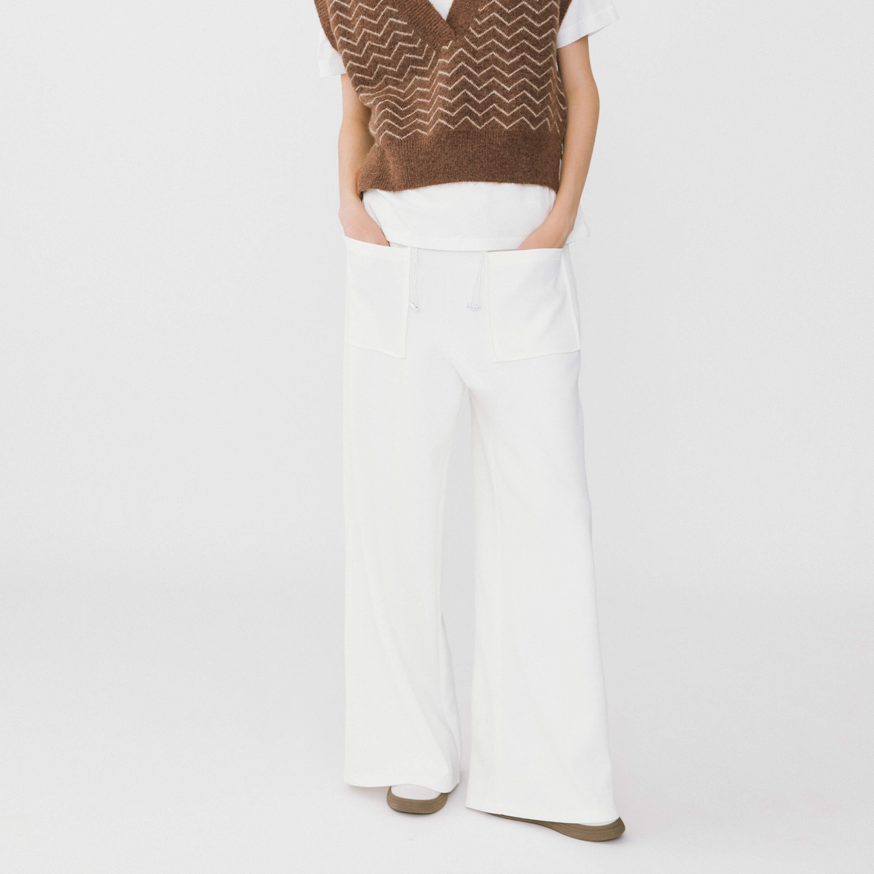 Double Drawstring Wide Leg Trousers-12