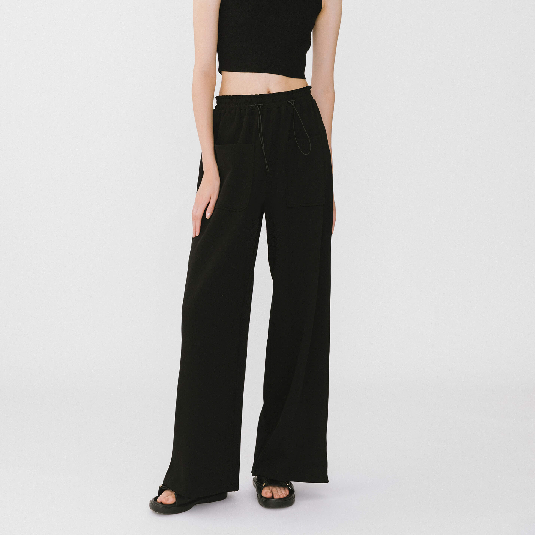Double Drawstring Wide Leg Trousers-8