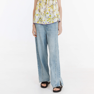Fray Panelled Wide Leg Jeans