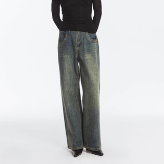 Vintage Denim Washed Straight Leg Jeans