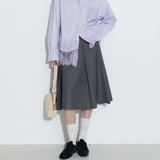 High Waist Pleated A-line Skirt