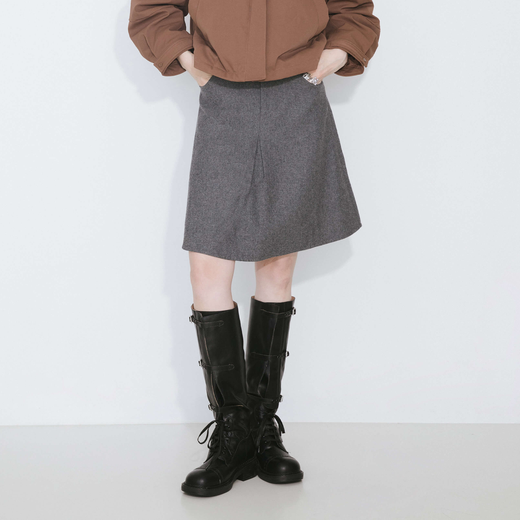 Wool Blend A-Line Skirt-14