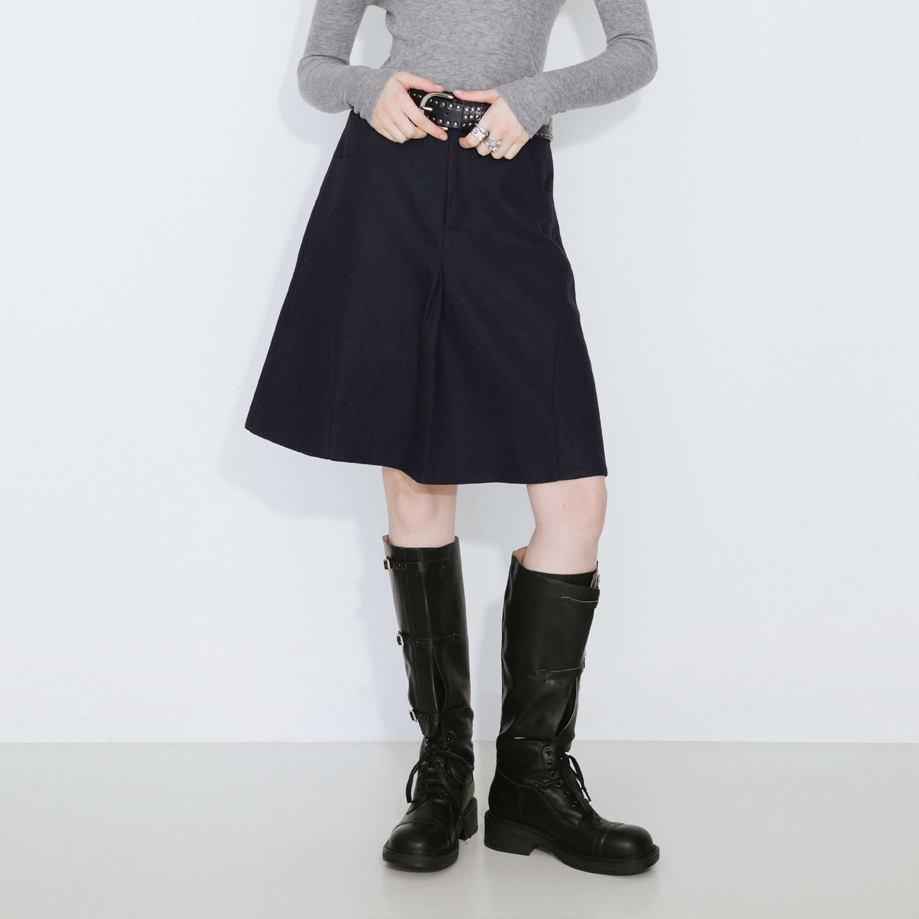 Wool Blend A-Line Skirt-13