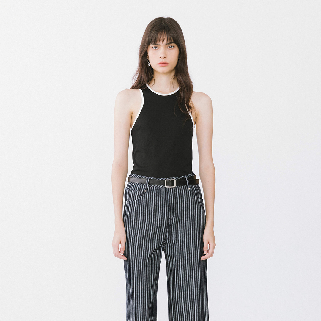 Contrast Cutaway Tank Top-25