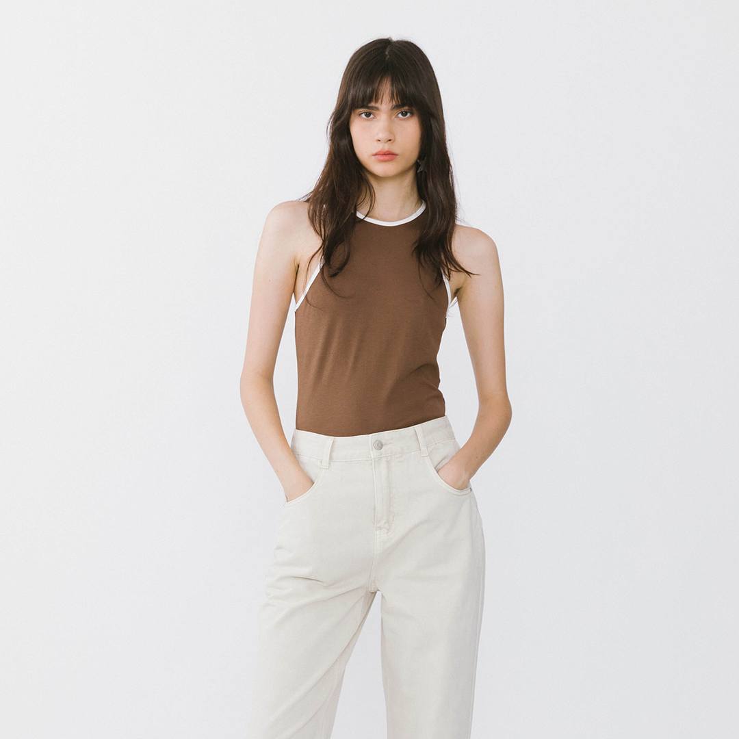 Contrast Cutaway Tank Top-24