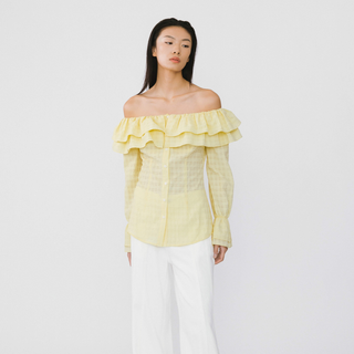 Frills Volume Off Neckline Shirt
