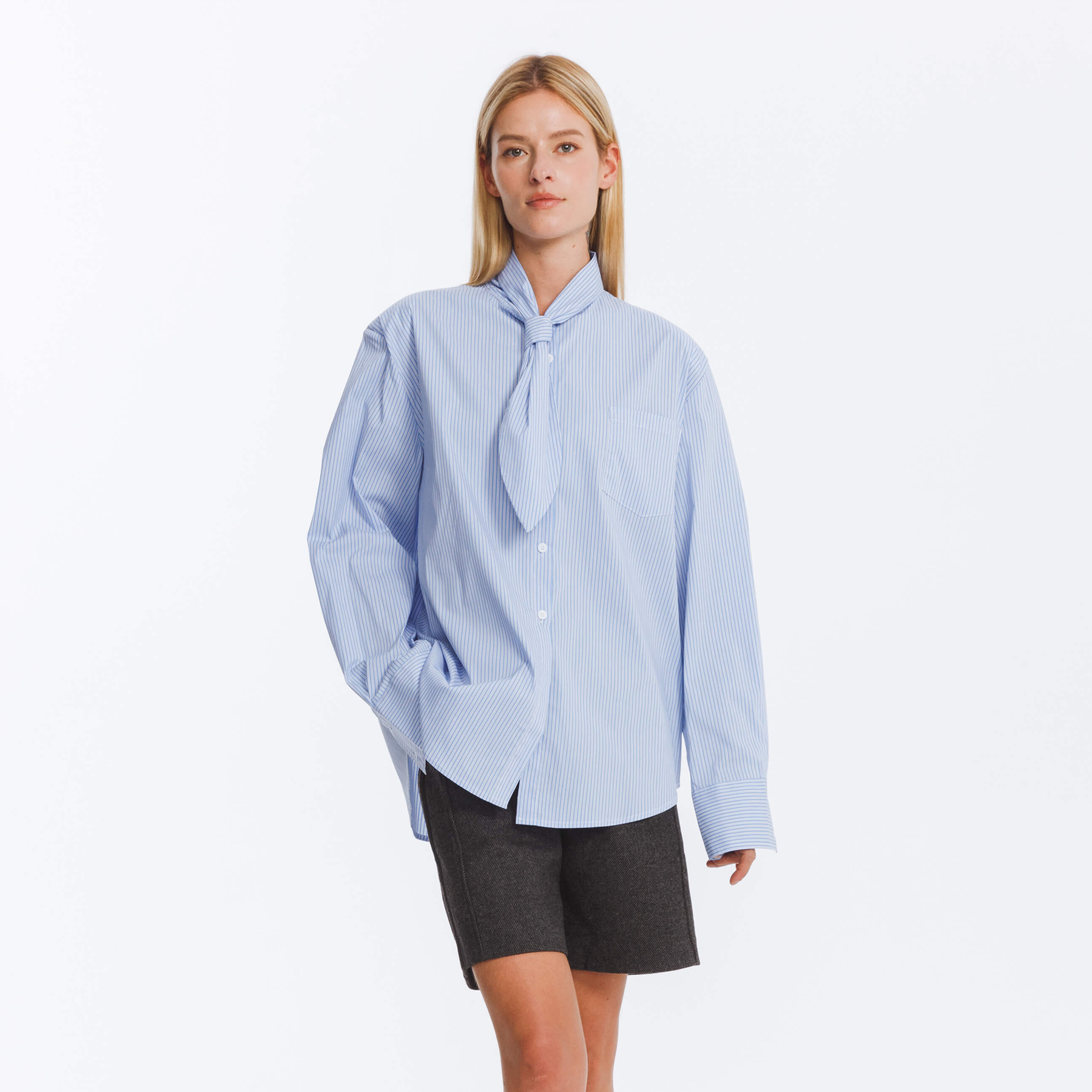 Vintage Tie Loose Striped Shirt-7