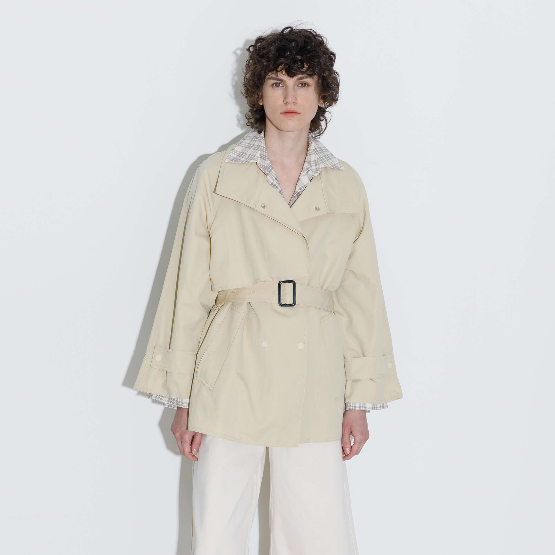 Short Length Belted Trench Coat-3