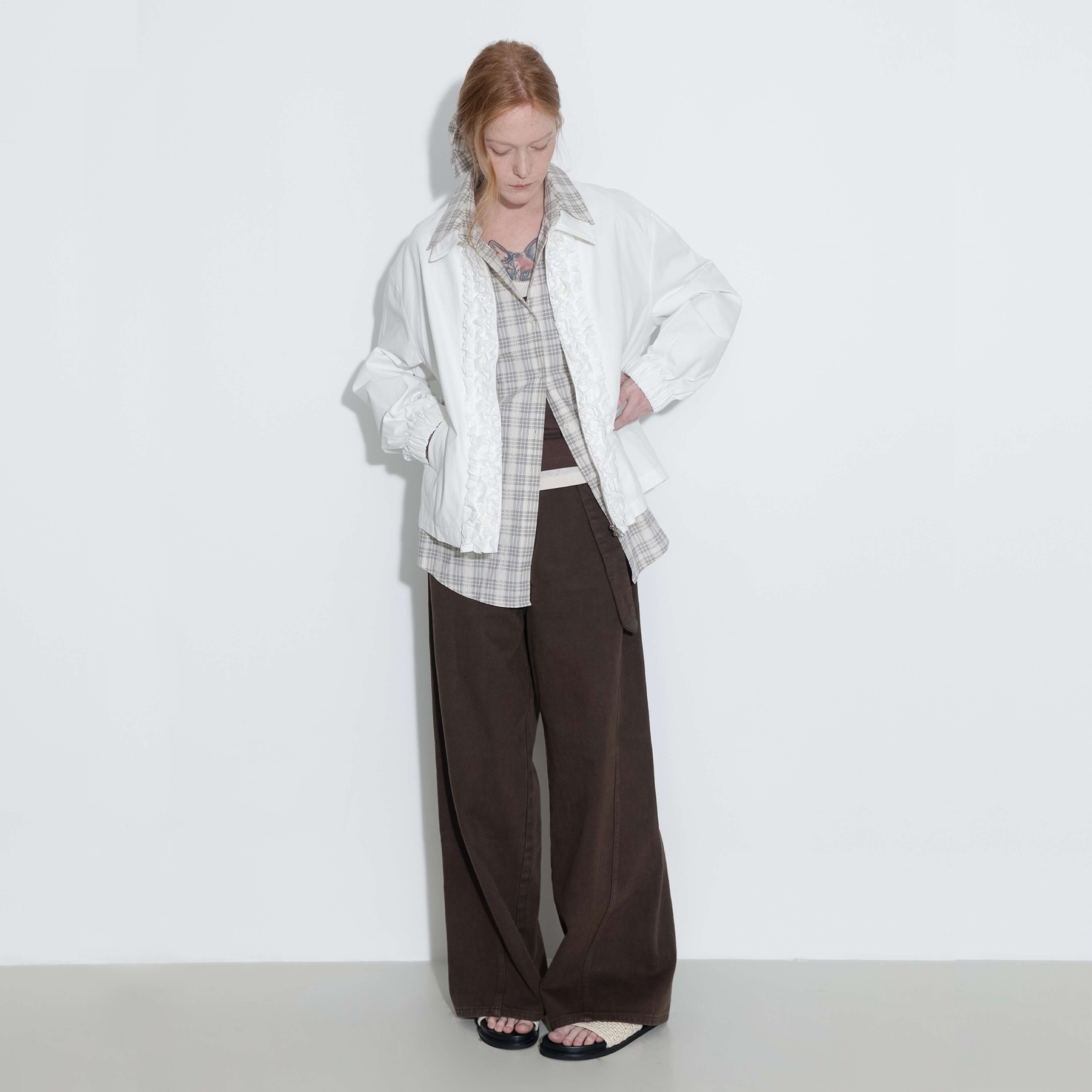 Cotton Ruffles Zipper Jacket with Elastic Cuffs-11