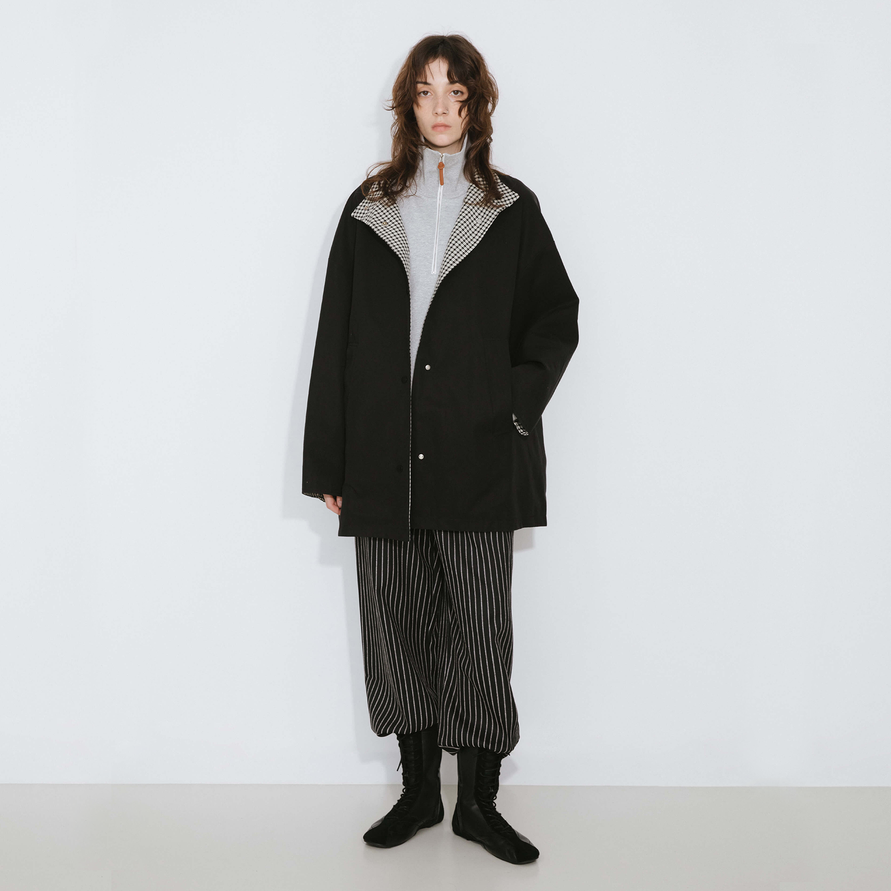 Funnel Neck Reversible Trench Coat-14